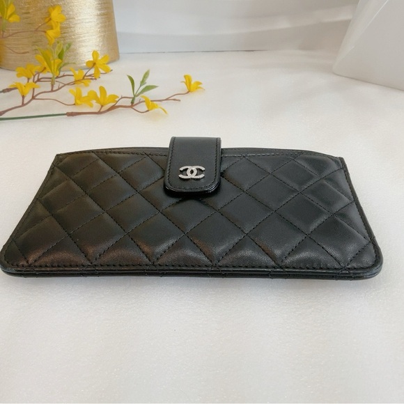 ❤️Beautiful 💎 Authentic Chanel Classic Black Lambskin 2 Set Pouch Long Wallet - Picture 15 of 16